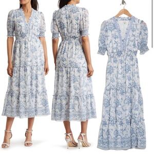 Max Studio White and Blue Floral Dress